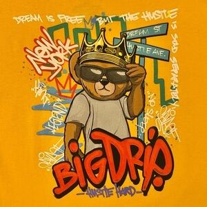 T Shirt NWT Big Drip, Crown Sunglasses Bear, Hustle, New York, Streetwear, Sz XL